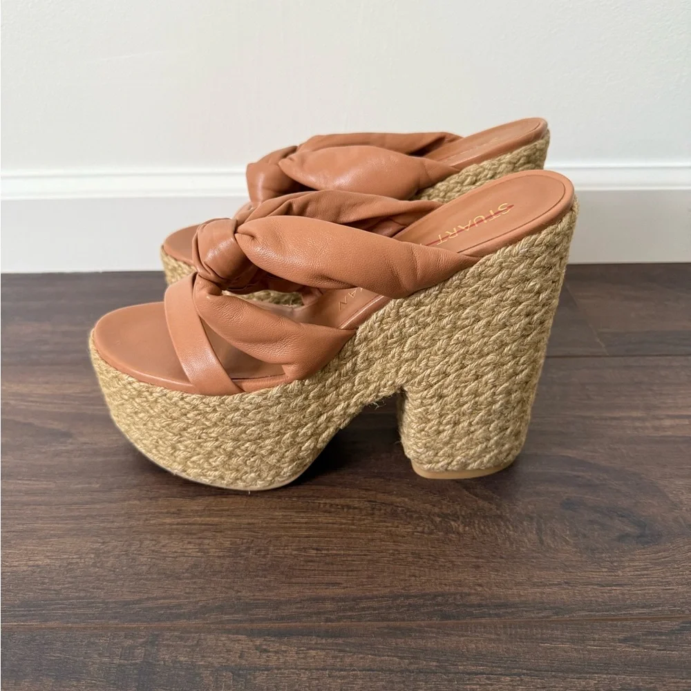 Stuart Weitzman Leather Knotted Espadrille Sandal